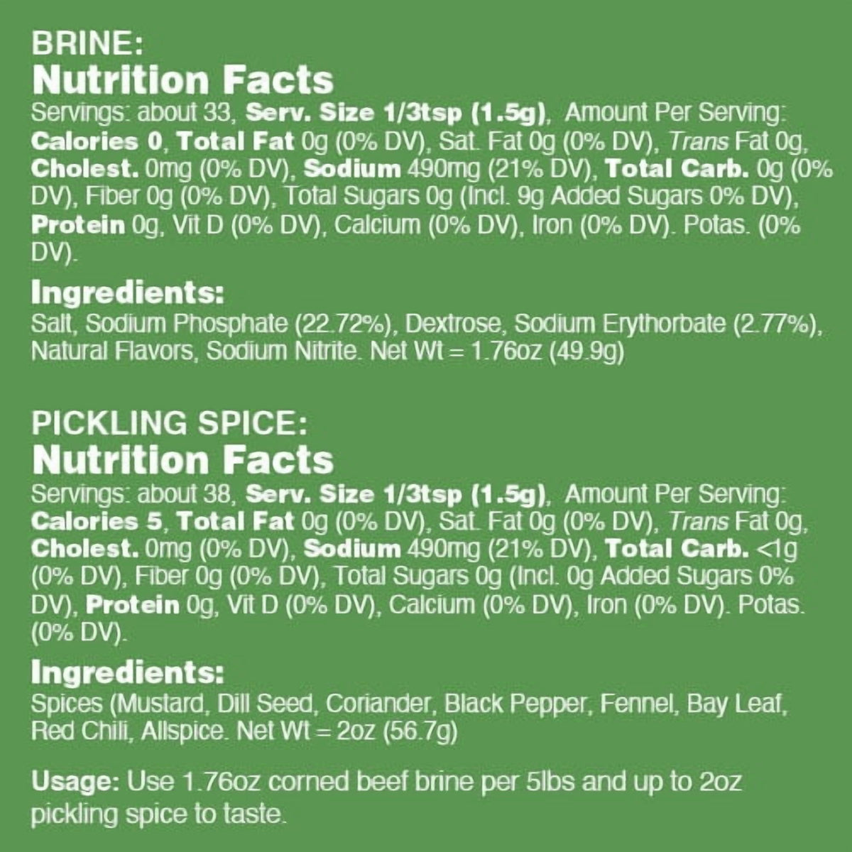 Corned Beef Brine & Seasoning Kit